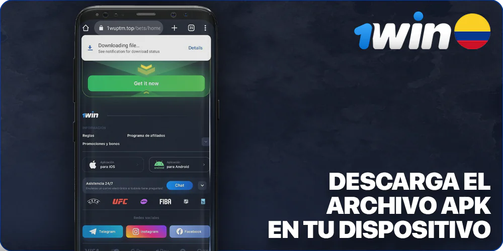Confirmar descarga de archivo APK 1Win